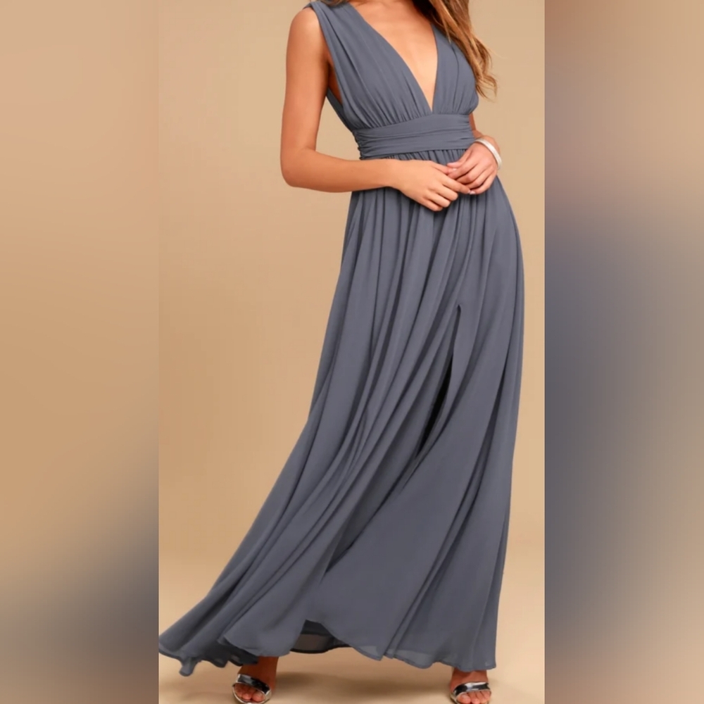NWT LULUS holiday Fairy dress christmas M Elegant Denim Blue Sleeveless Dress‎